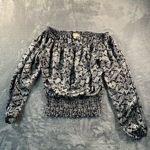 Michael Michael Kors Snake Print Off Shoulder Smocked Top Size Ladies Medium